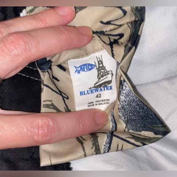 AFTCO Blue Water Size 42 Men’s Fishing Swim Trunks Shorts Beige Black Floral - Picture 7 of 12